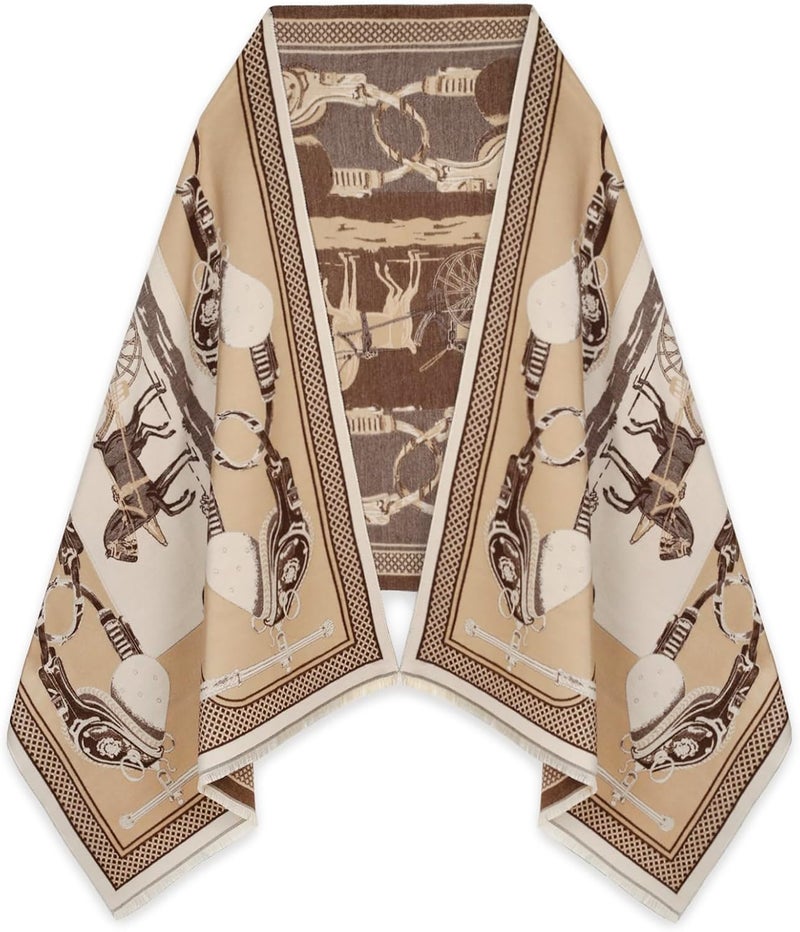 EXTREE Scarfs for Women Pashmina Silky Shawl Wrap for Evening Dressing Blanket Open Front Poncho Cape - Image 1